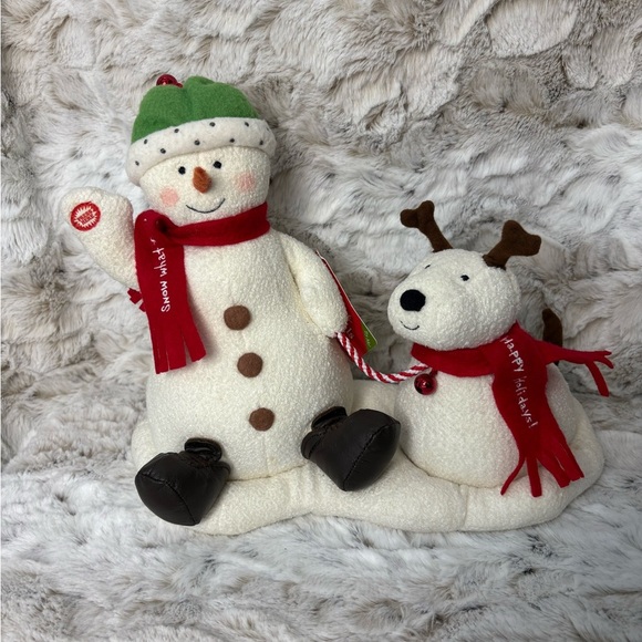 Vtg Hallmark Festive Snowman and Reindeer Plush Jingle Pals - Picture 1 of 10